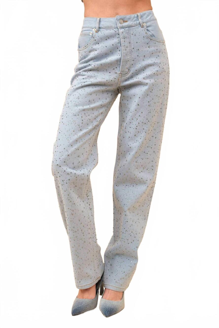 NEW BLUE B studded mid rise denim jeans in blue